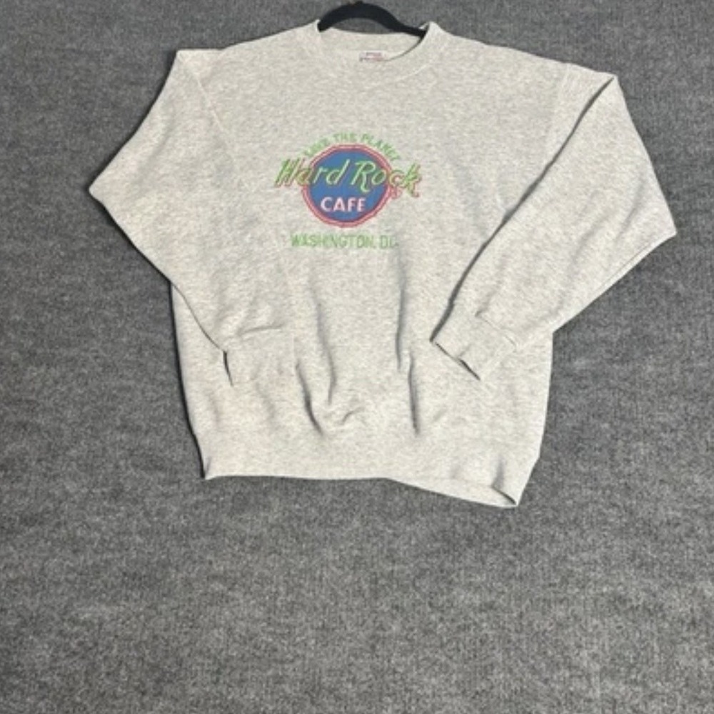 Vintage Hard Rock Cafe Washington DC Santee Sweats Gray Sweatshirt XL USA Made